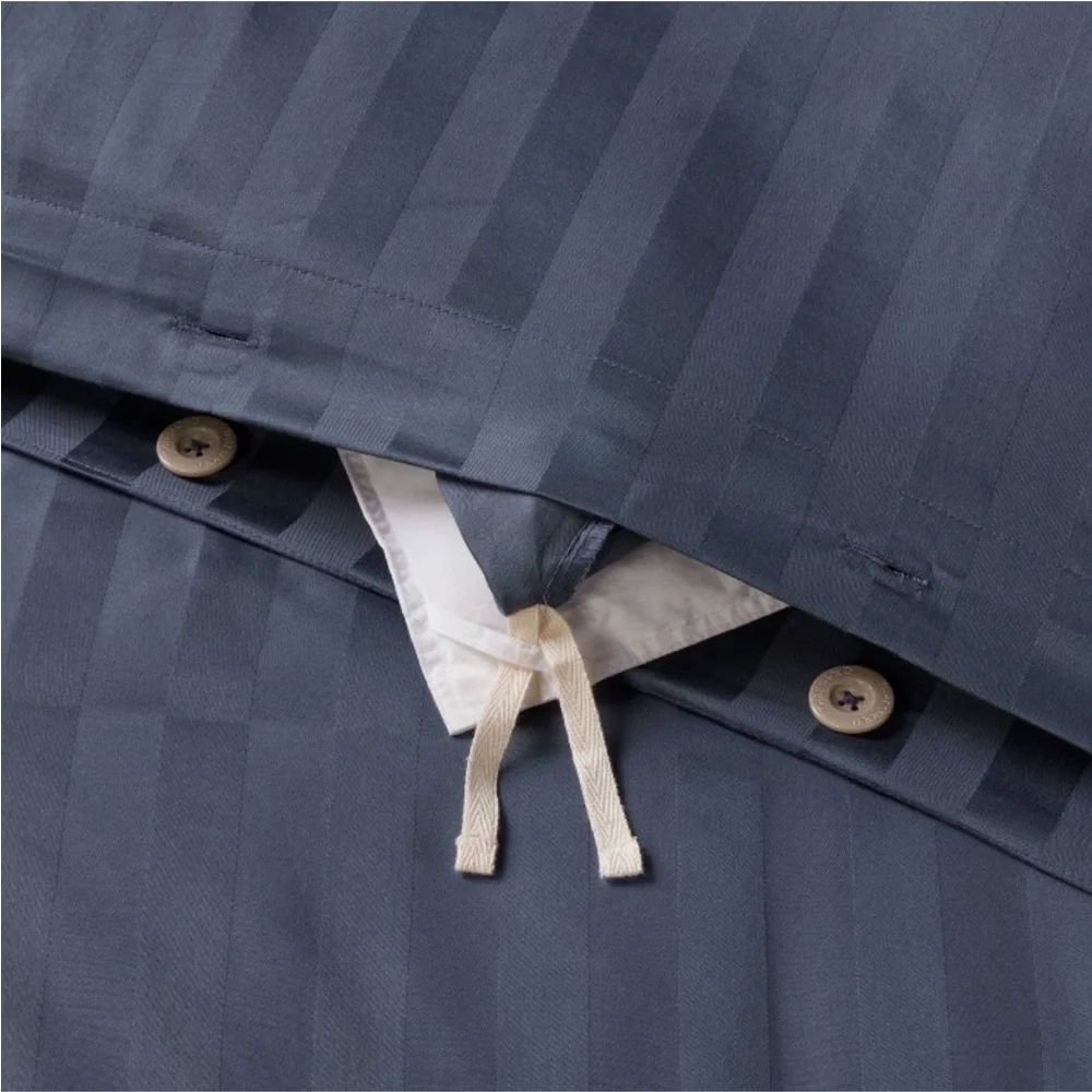 THRESHOLD NWT luxe striped damask duvet cover & sham set -dark teal blue -queen